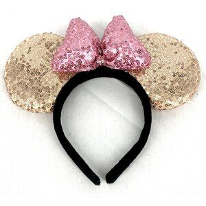 Minnie Mouse Sequin Headband Gold Pink Embellished